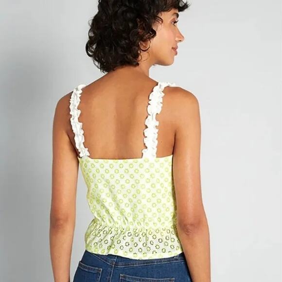 Modcloth Darling For The Prairie Sleeveless Peplum Tank Top White Women's XL NWT - Picture 3 of 12